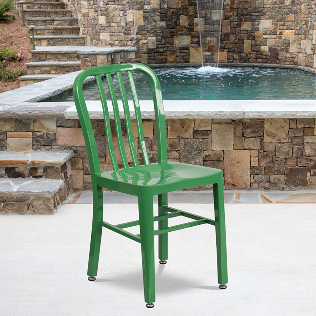 Flash Furniture Commercial Grade Green Metal Indoor-Outdoor Chair